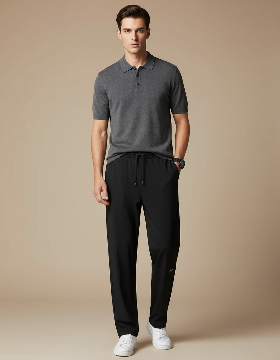 Pantalon Noir Sport Ample Confortable Séchage Rapide Homme - Polyester