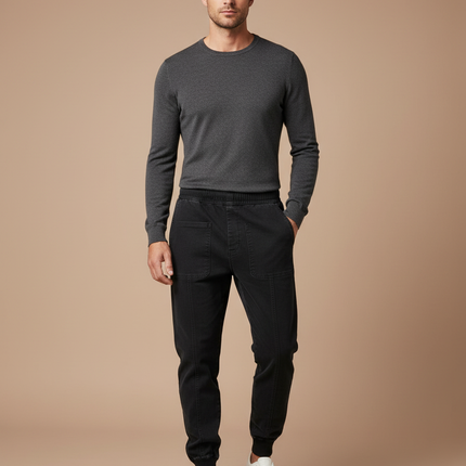Pantalon Noir Jogger Cargo Décontracté Homme Coton