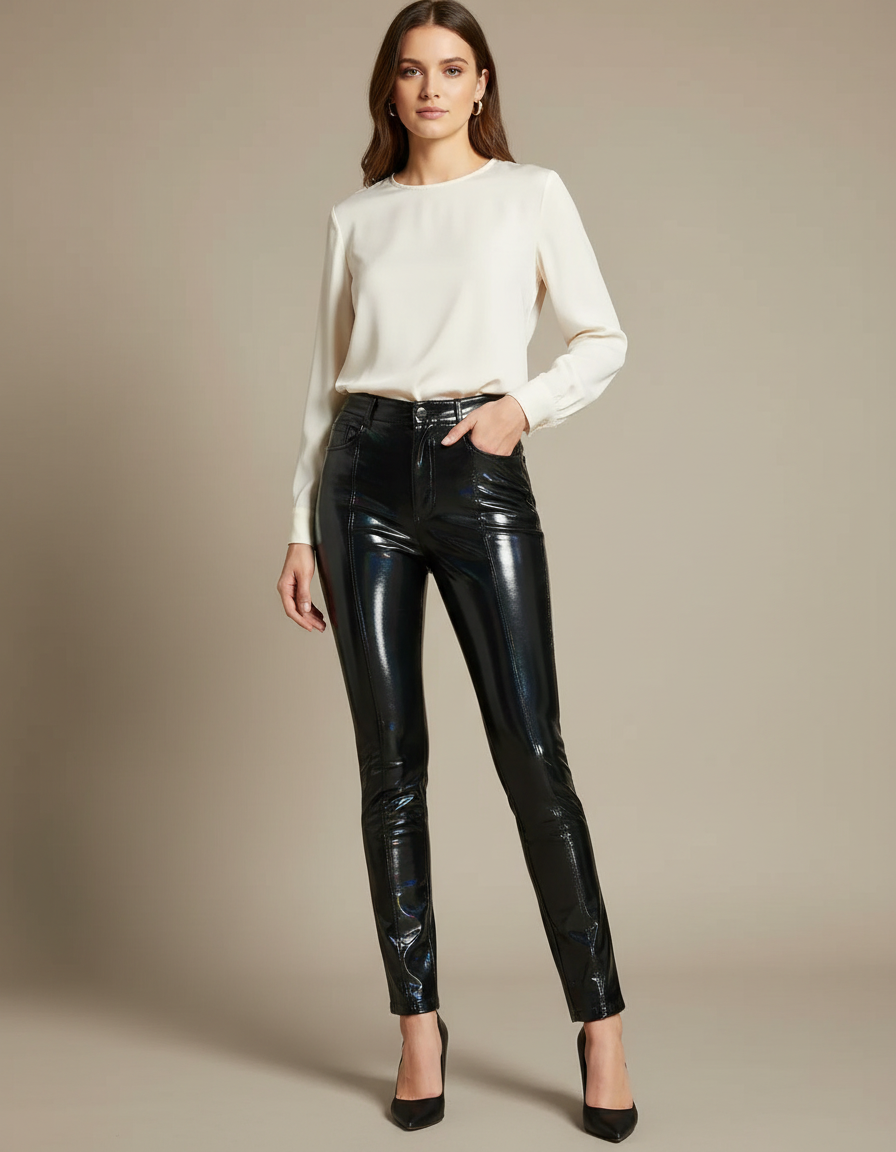 Pantalon Latex Noir Femme - Simili cuir