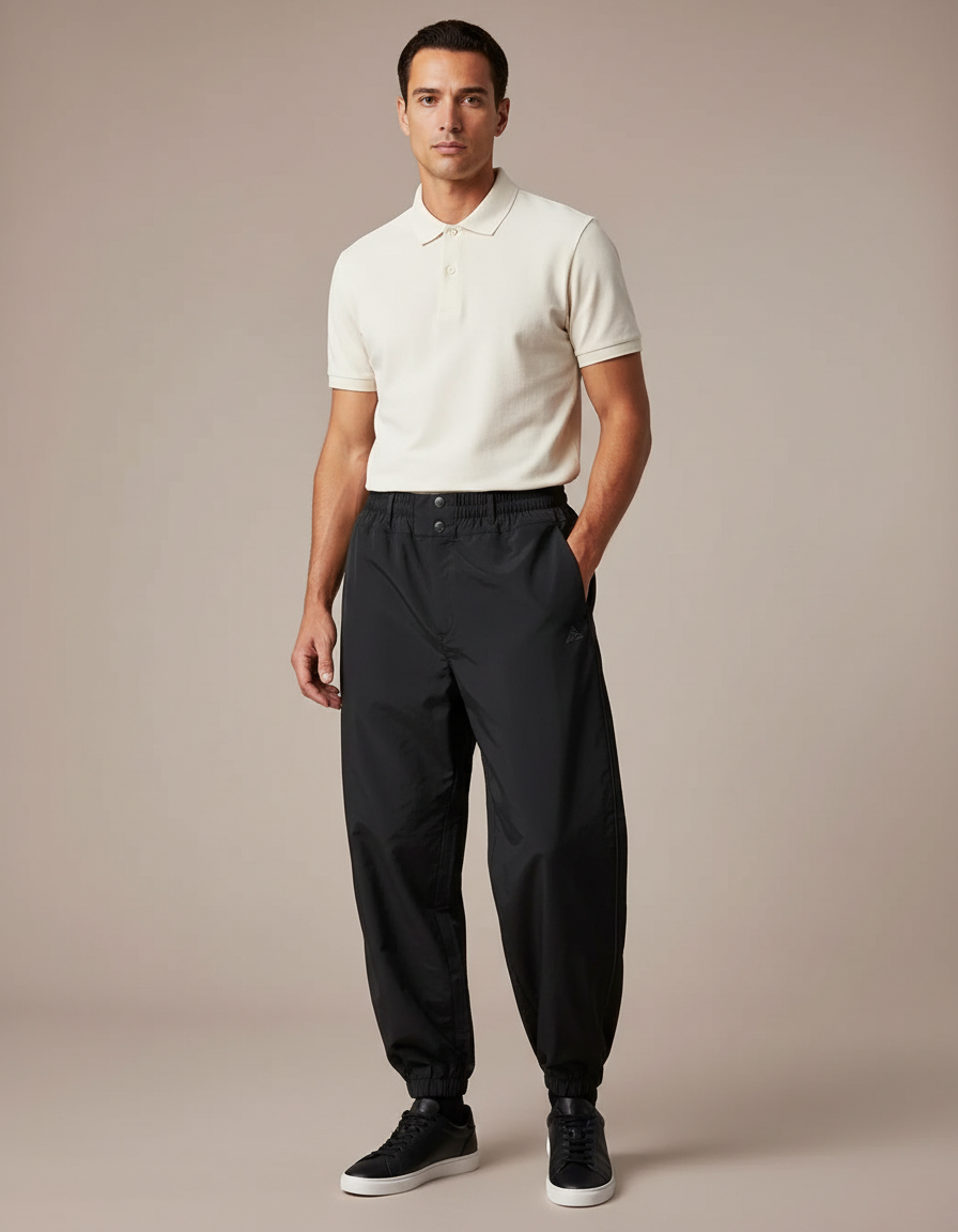 Pantalon Noir Ample Décontracté Homme Élastiqué - Polyester