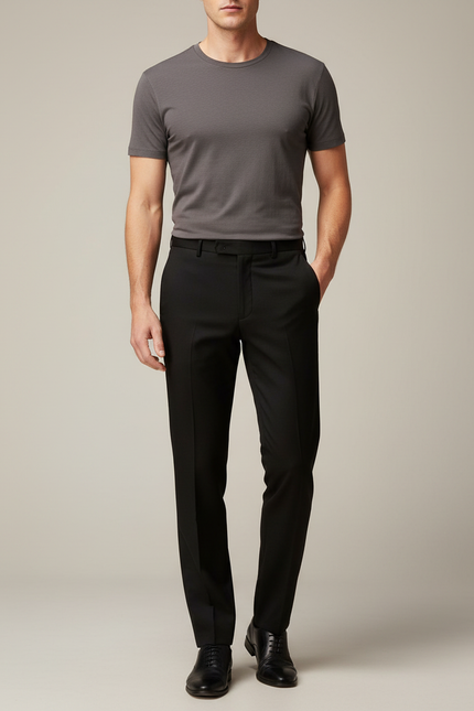 Pantalon Noir Homme Classique Habillé Élégant - Gabardine