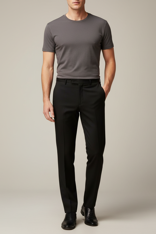 Pantalon Noir Homme Classique Habillé Élégant - Gabardine