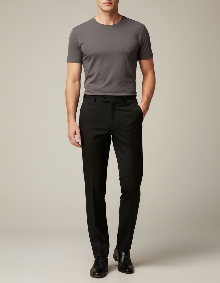 Pantalon Noir Homme Classique Habillé Élégant - Gabardine