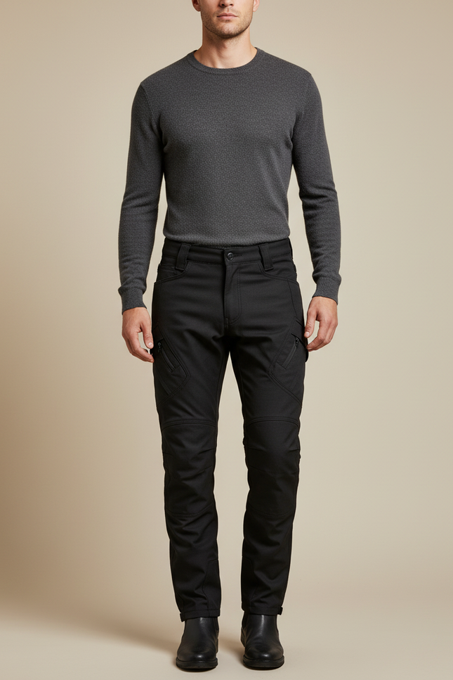 Pantalon Noir Cargo Technique Ajusté Homme - Polyester