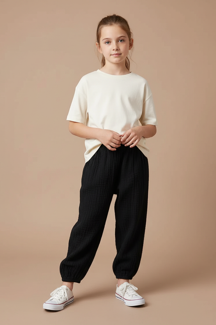 Pantalon En Lin Noir Enfant