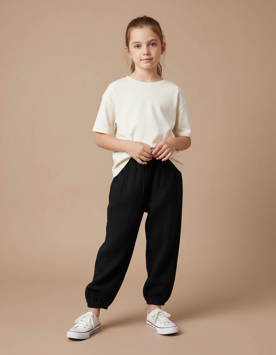 Pantalon En Lin Noir Enfant