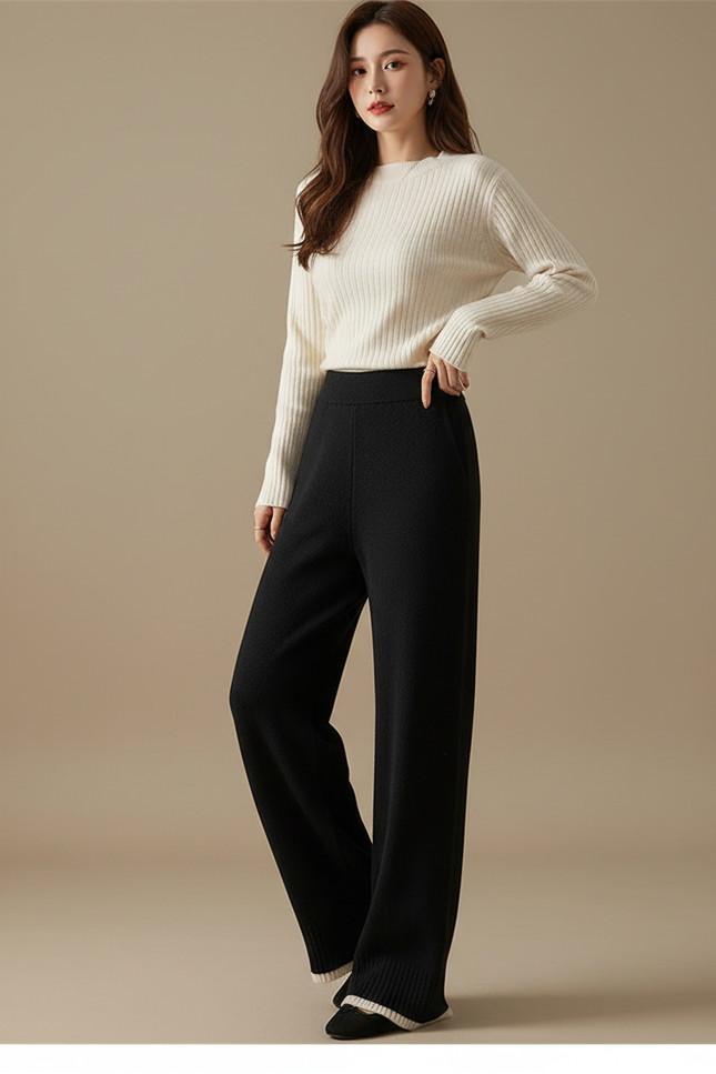 Pantalon Cachemire Noir - Laine