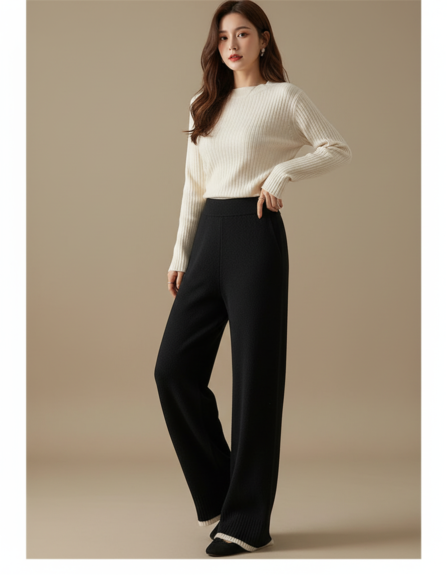 Pantalon Cachemire Noir - Laine
