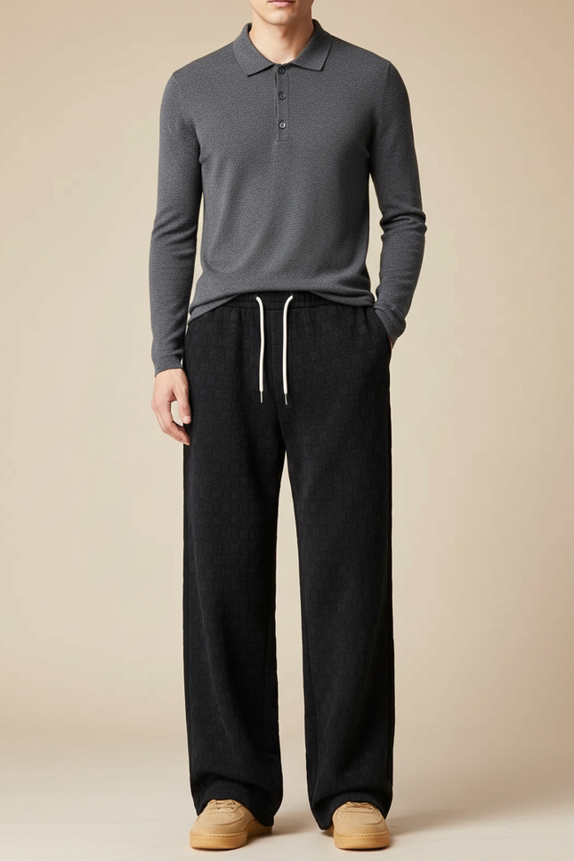 Pantalon Noir Carreaux - Maille
