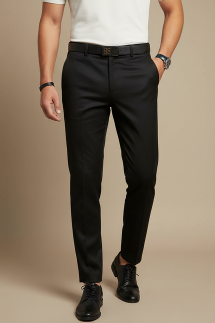 Pantalon Noir Slim Habillé Élégant Homme Moderne - Gabardine