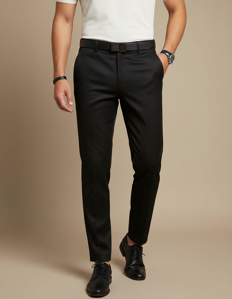 Pantalon Noir Slim Habillé Élégant Homme Moderne - Gabardine