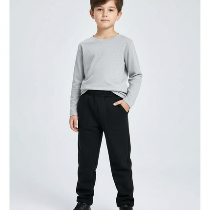 Pantalon Noir Molletonné Confortable Enfant Hiver