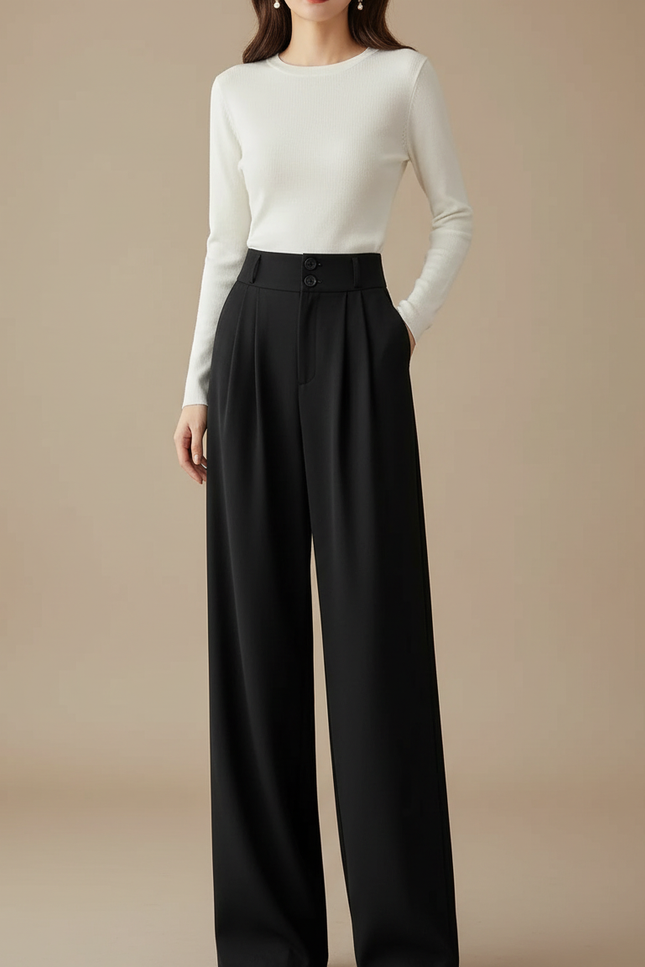 Pantalon Palazzo Noir - Polyester