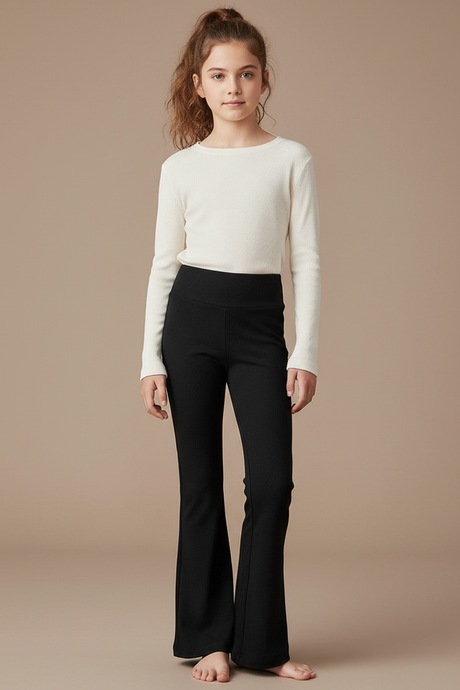 Pantalon Évasé Noir - Maille