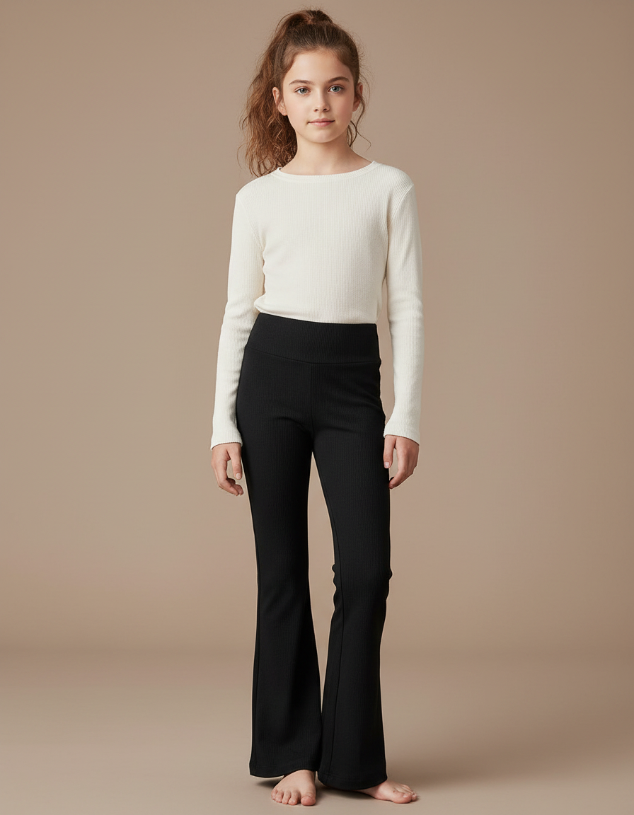 Pantalon Évasé Noir - Maille