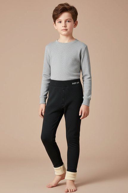Pantalon Noir Enfant Thermique Molletonné Confortable