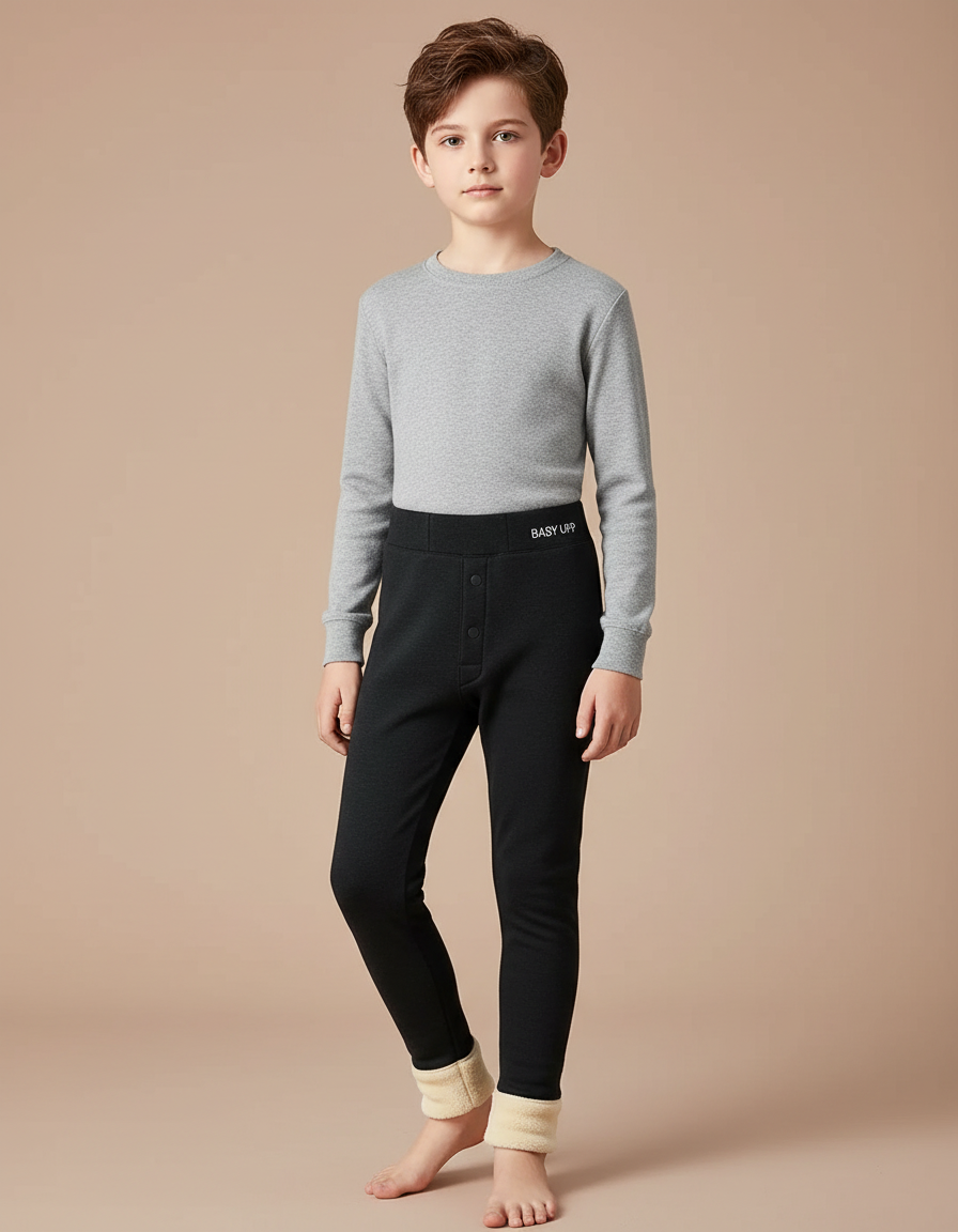 Pantalon Noir Enfant Thermique Molletonné Confortable