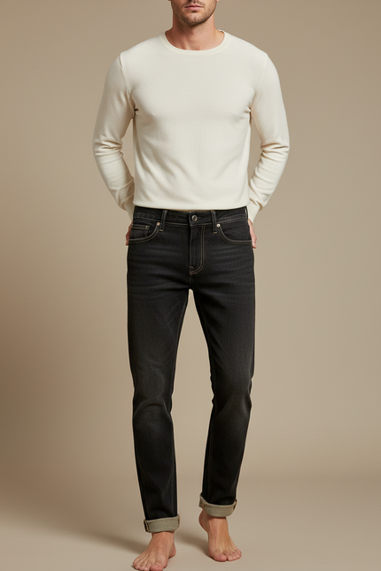 Pantalon Noir Décontracté Homme Coupe Droite - Jean