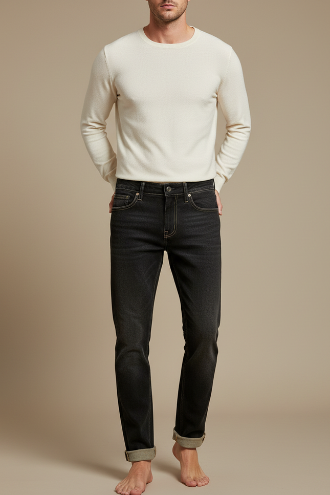Pantalon Noir Décontracté Homme Coupe Droite - Jean