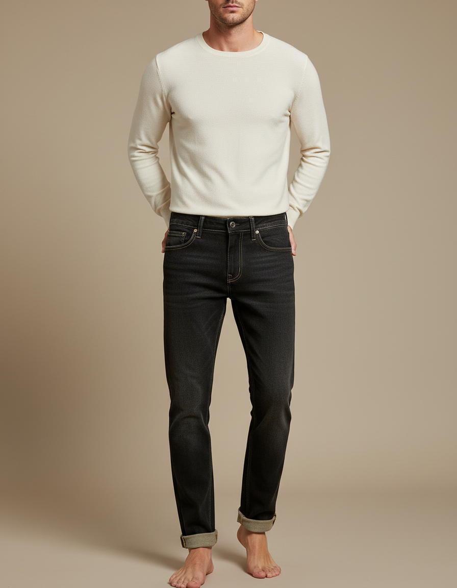 Pantalon Noir Décontracté Homme Coupe Droite - Jean