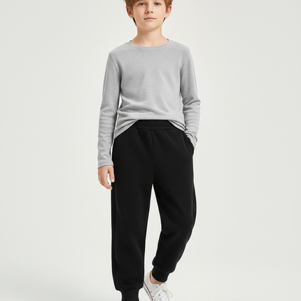 Pantalon Noir Côtelé Décontracté Enfant Unisexe Coton - Cordé