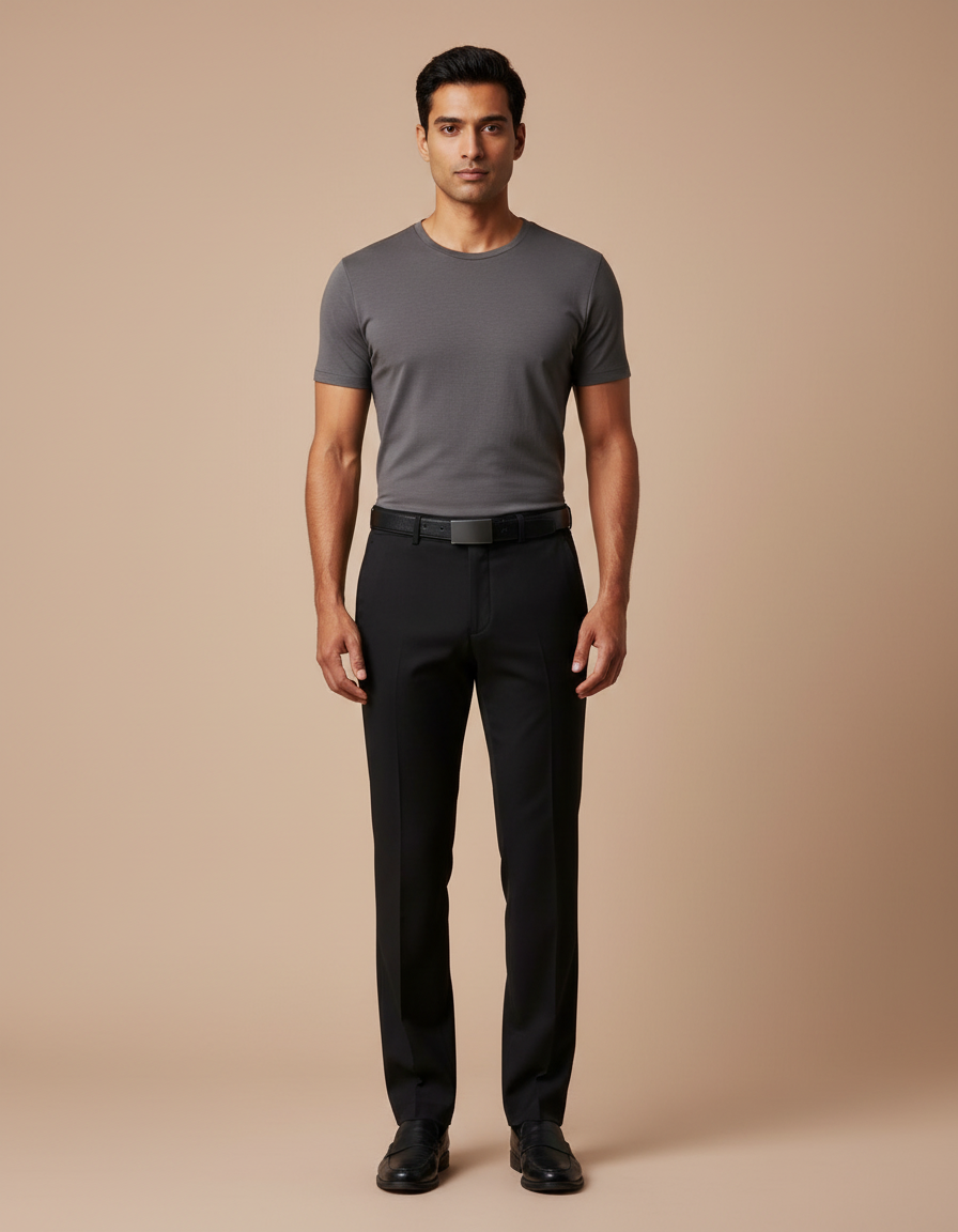 Pantalon De Smoking Noir - Gabardine