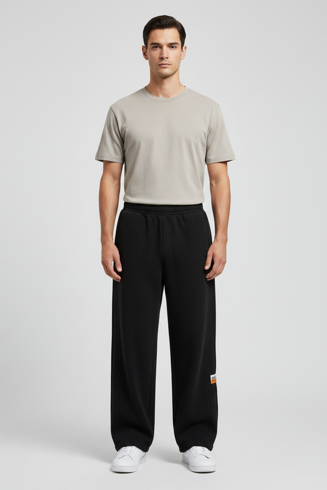 Pantalon Noir Ample Sport Décontracté Homme Coton - Molleton