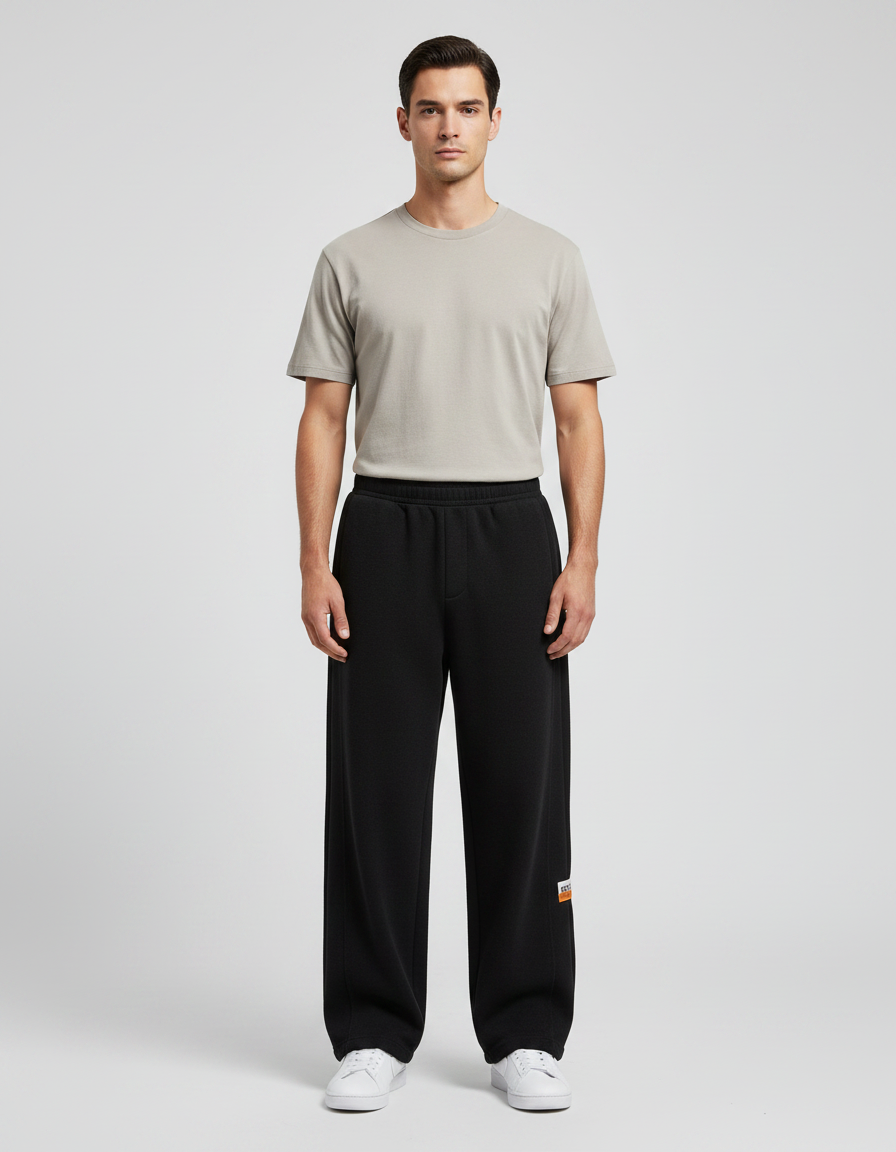 Pantalon Noir Ample Sport Décontracté Homme Coton - Molleton