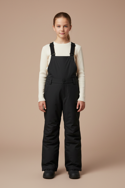 Pantalon Noir Salopette Ski Imperméable Enfant Hiver - Polyester