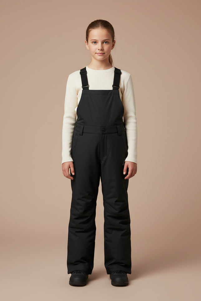 Pantalon Noir Salopette Ski Imperméable Enfant Hiver - Polyester