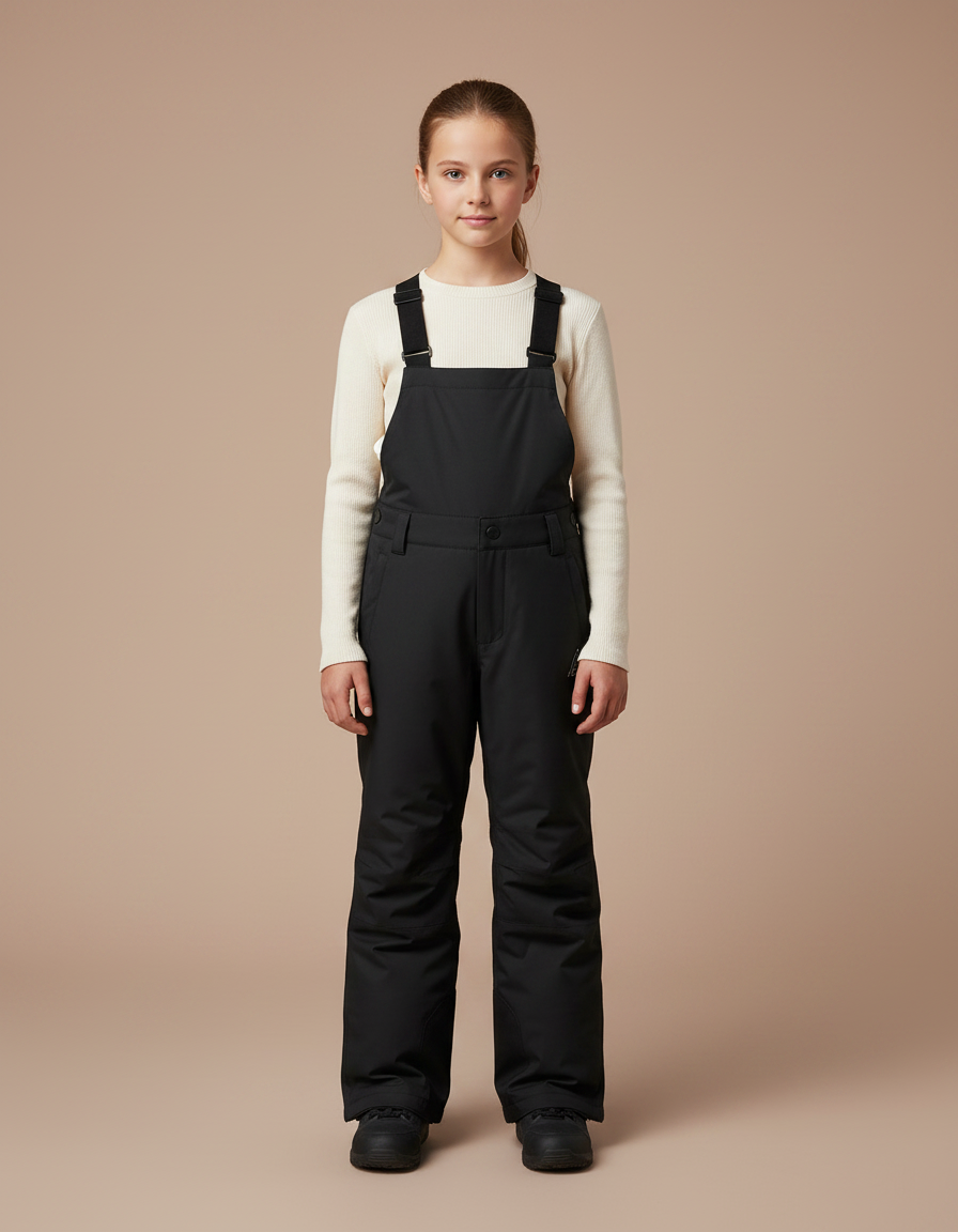 Pantalon Noir Salopette Ski Imperméable Enfant Hiver - Polyester