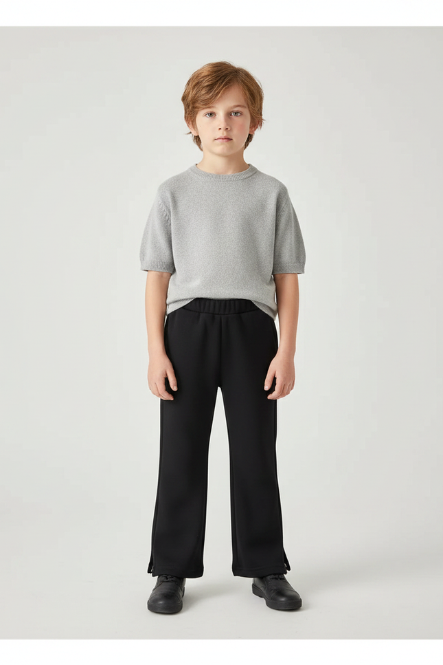 Pantalon Noir Ample Décontracté Garçon - Molleton