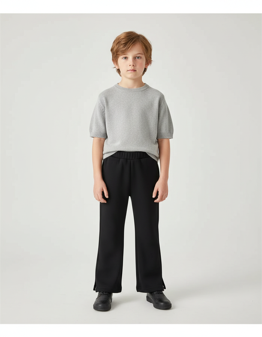 Pantalon Noir Ample Décontracté Garçon - Molleton