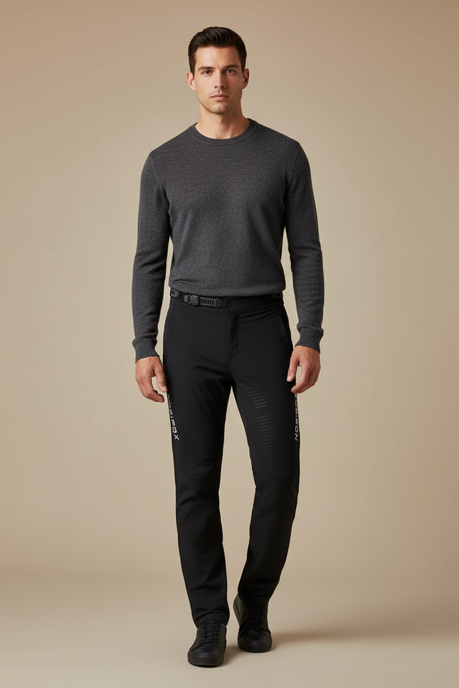 Pantalon Noir Homme Équitation Sport Ajusté Technique - Polyester