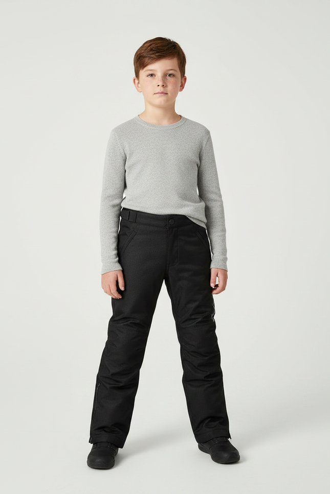Pantalon Noir Enfant Imperméable Hiver Chaud - Polyester