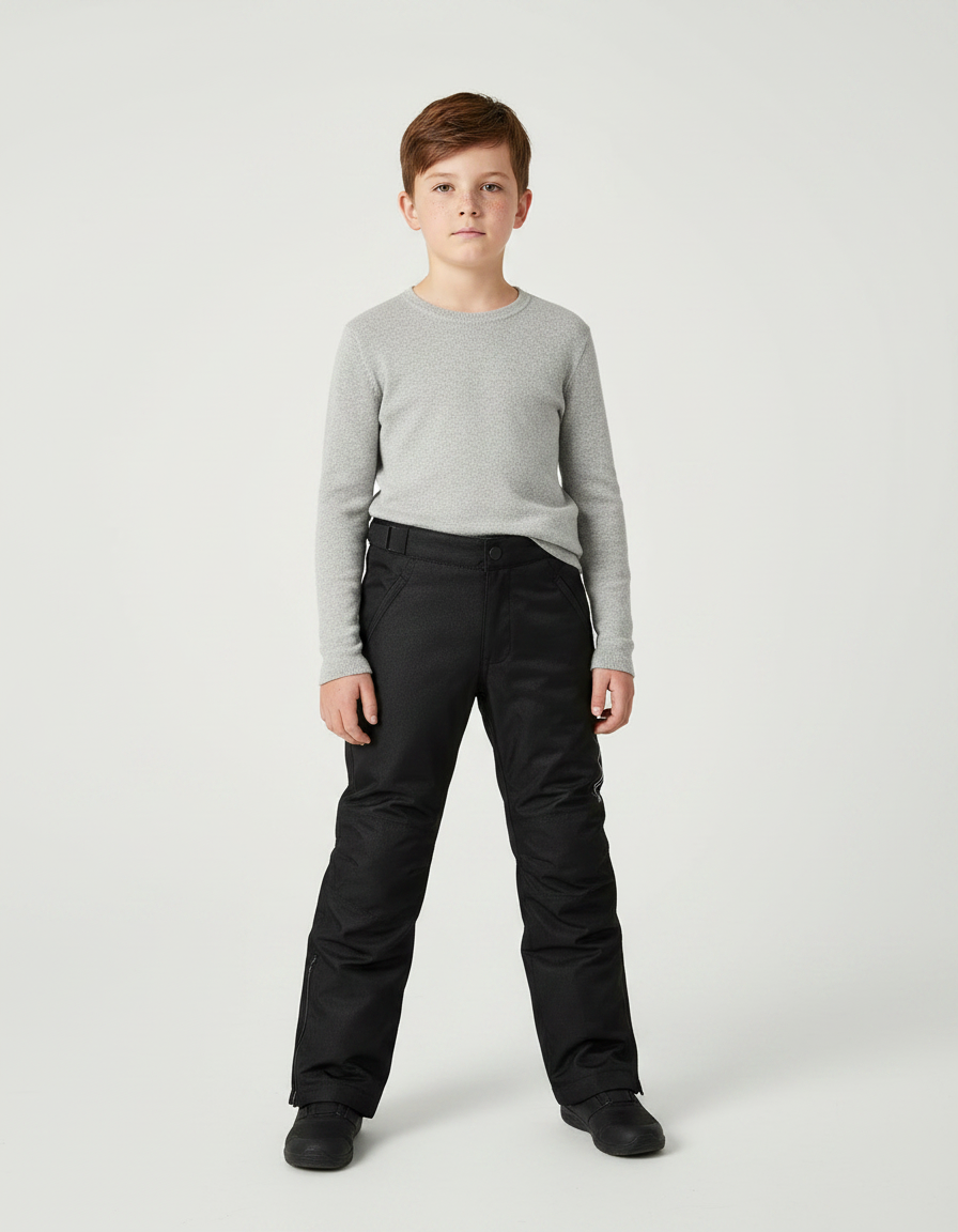 Pantalon Noir Enfant Imperméable Hiver Chaud - Polyester