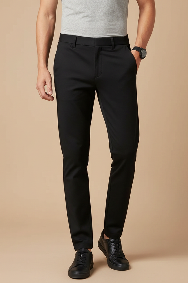 Pantalon Noir Slim Extensible Classique Homme - Polyester