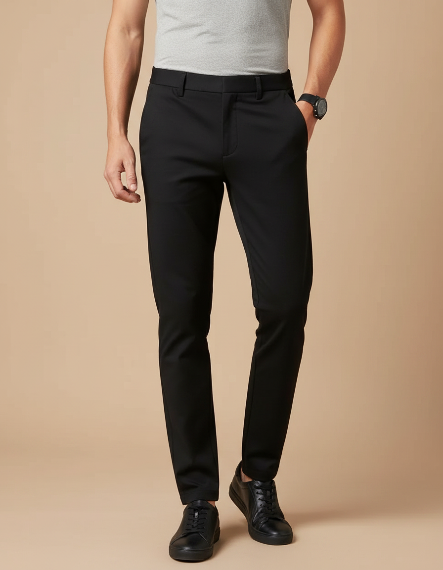 Pantalon Noir Slim Extensible Classique Homme - Polyester