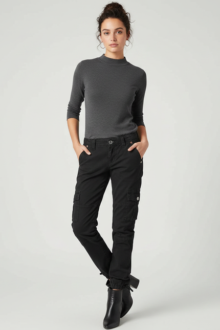 Pantalon Noir Militaire Femme - Toile