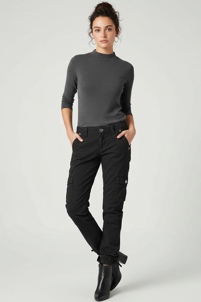 Pantalon Noir Militaire Femme - Toile