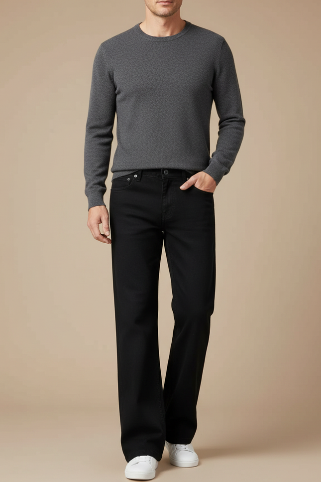 Pantalon Noir Coupe Droite Décontracté Classique Homme - Jean