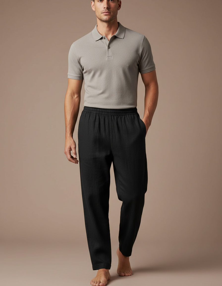 Pantalon Pyjama Noir Homme - Lin