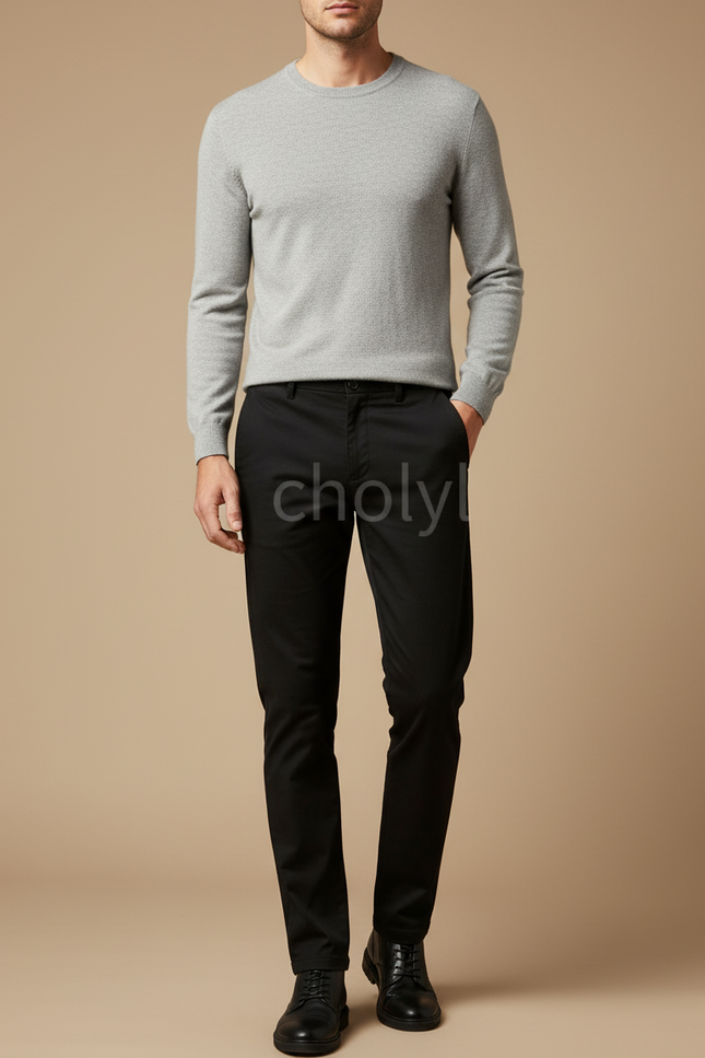 Pantalon Noir Homme Classique Slim Élégant - Gabardine