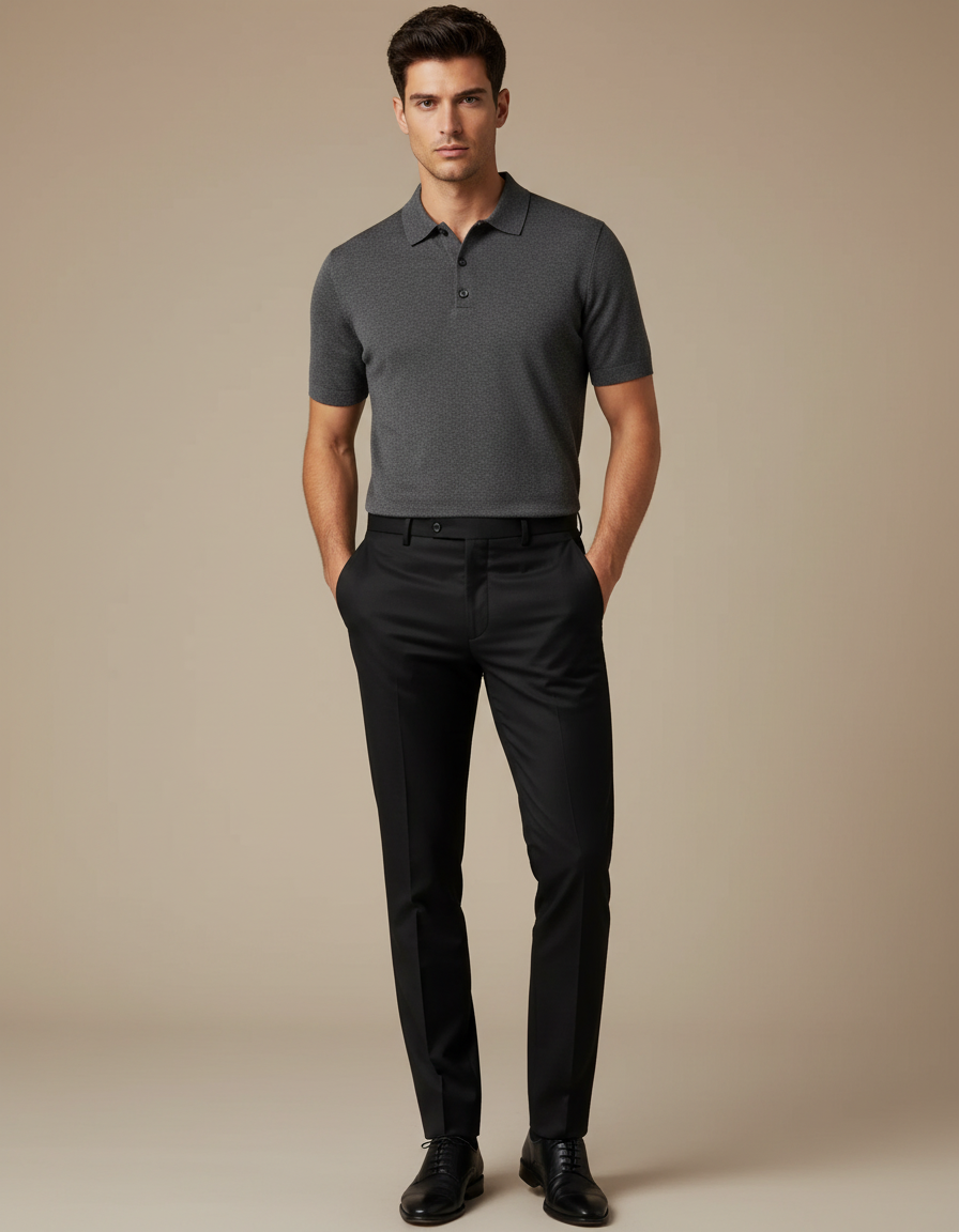 Pantalon Noir Homme Slim Élégant Formel Moderne - Gabardine
