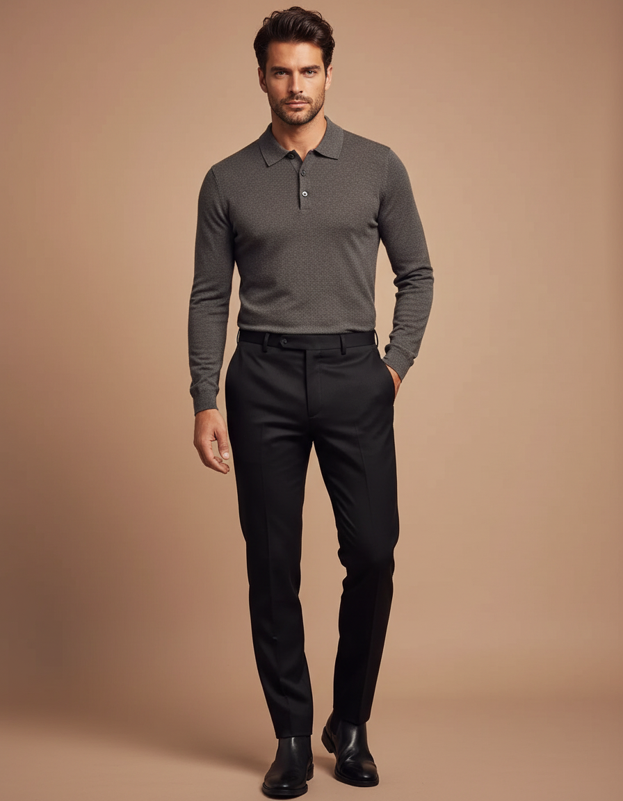 Pantalon Noir Homme Habillé Élégant Formel Slim - Gabardine