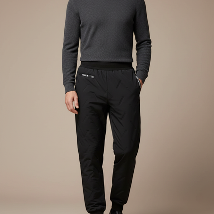 Pantalon Noir Matelassé Homme Sportif Décontracté Hiver - Polyester