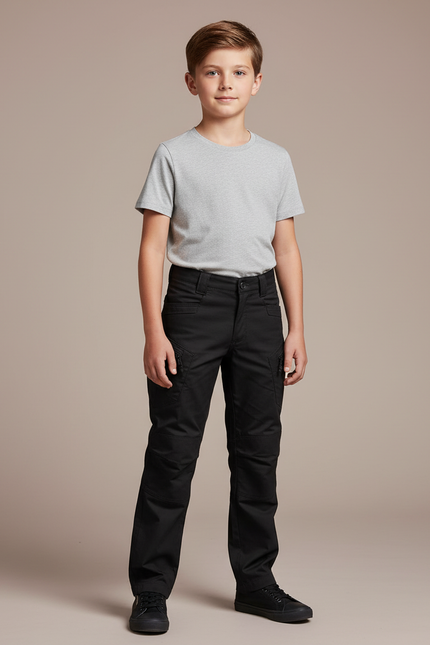 Pantalon Noir Cargo Enfant Multi-poches Robuste - Toile