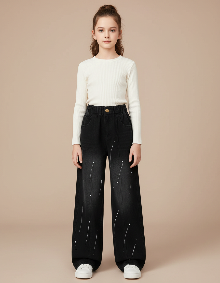 Pantalon Large Jean Noir