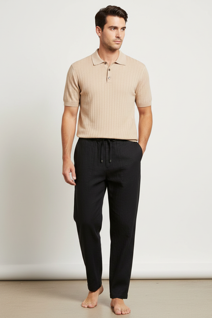Pantalon Large Lin Noir