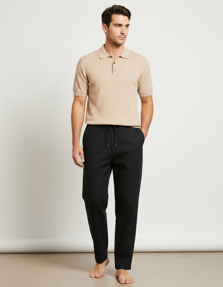Pantalon Large Lin Noir